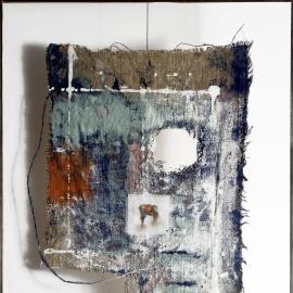 chaos sur ma toile 9 - Peinture acrylique/ lin par Nicole Besnainou (45X60 cm)